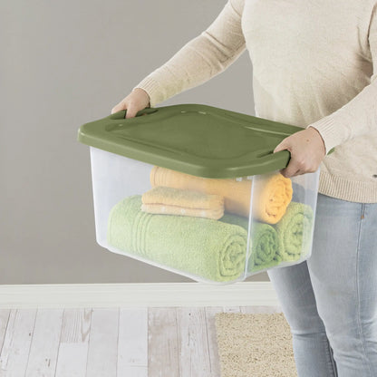 40 Quart Plastic Storage Bin, Green