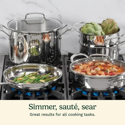 Cuisinart 11-Piece Cookware Set, Stainless Steel Collection