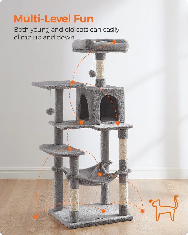 Feandrea Cat Tree 56.3-Inch - Multi-Level Cat Tower Condo