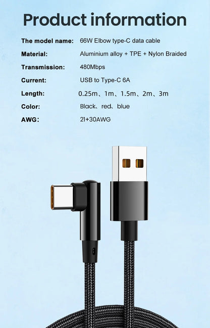 USB to Type C Fast Charging Cable
