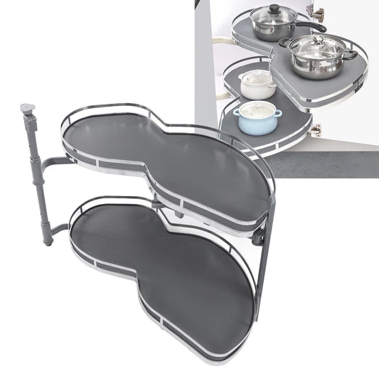 Blind Corner Cabinet Tray 2 Tier Height Adjustable, Swing Pull Out Organizer