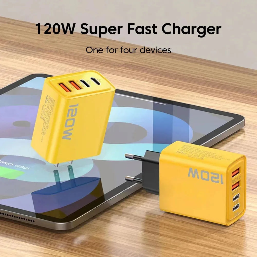 4 Ports USB C PD Charger - Quick Charge 3.0 Wall Adapter