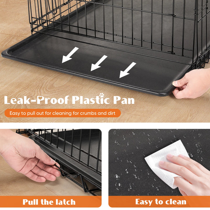 Double Door Folding Metal Wire Dog Cage - Secure Folding Crate