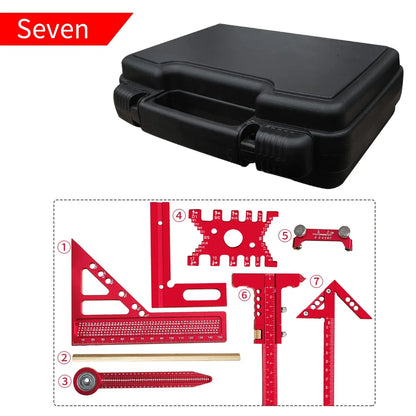 Aluminum Alloy Woodworking Measuring Ruler Kit with Box