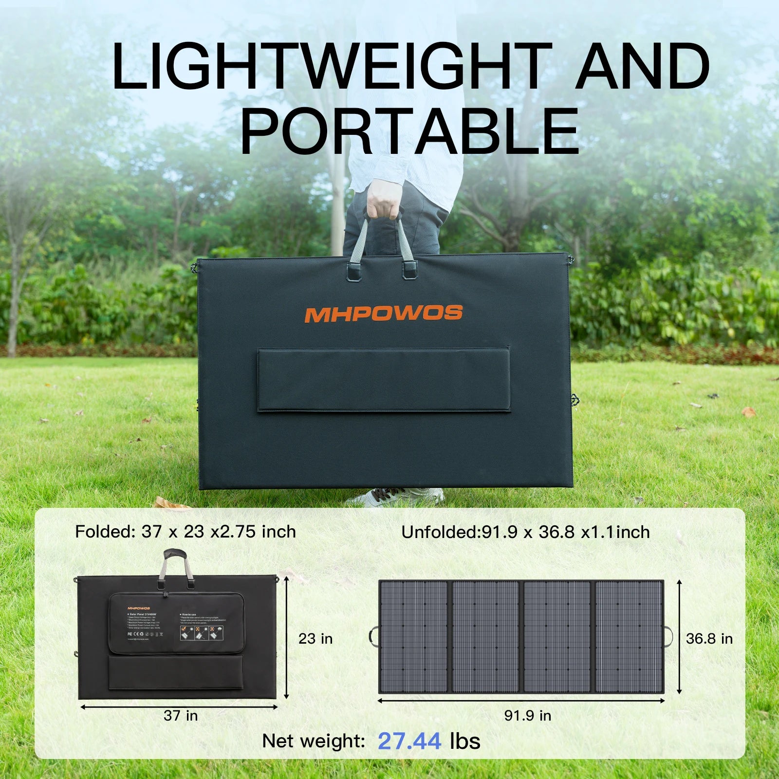 MHPOWOS 400W Portable Solar Panel - Foldable Solar Charger