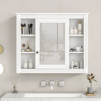 35 Inch Bathroom Wall Cabinet - Modern Mirror & 6 Shelves