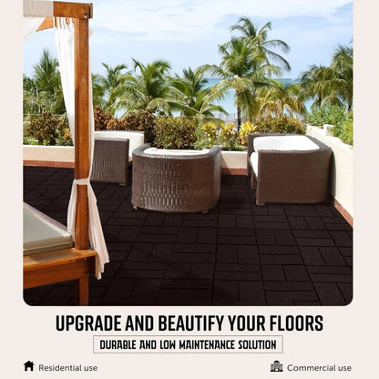 Brick Rubber Interlocking Tiles,16 X 16, Easy Install for Indoor and Outdoor