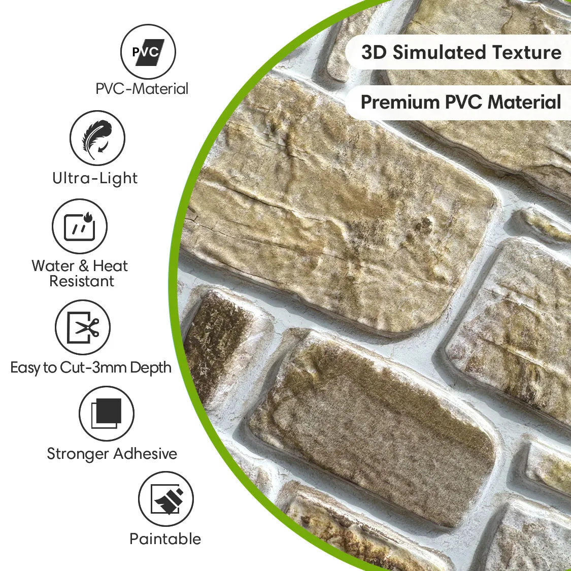 20 pcs 3D Faux Stone Adhesive Wall Panels