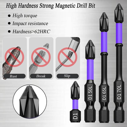 Magnetic Impact Phillips Bit Set - Anti-Slip Long Driver