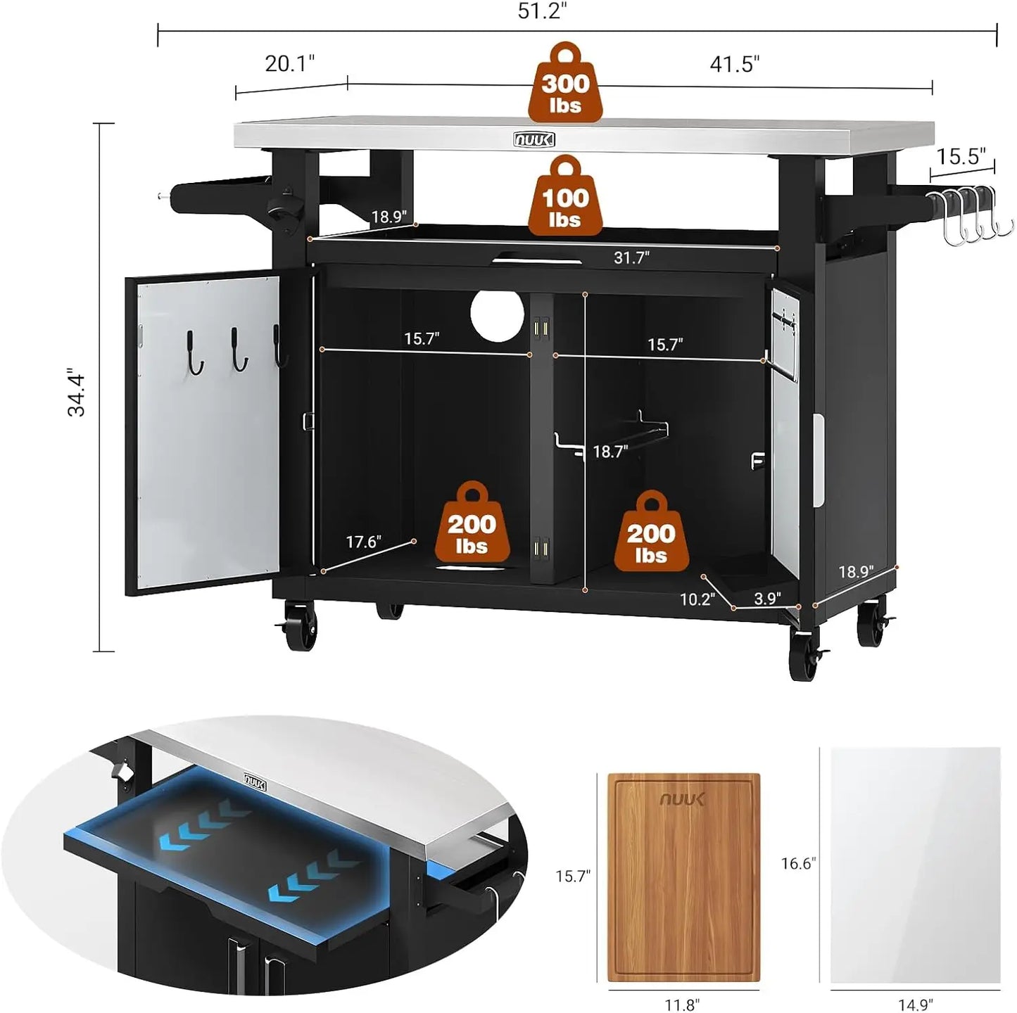 Outdoor Grill Cart with Storage Cabinet