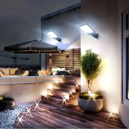 1/2/4-Pack Solar Outdoor Wall Lights with Remote Control and Motion Sensor, Adjustable 3 Modes