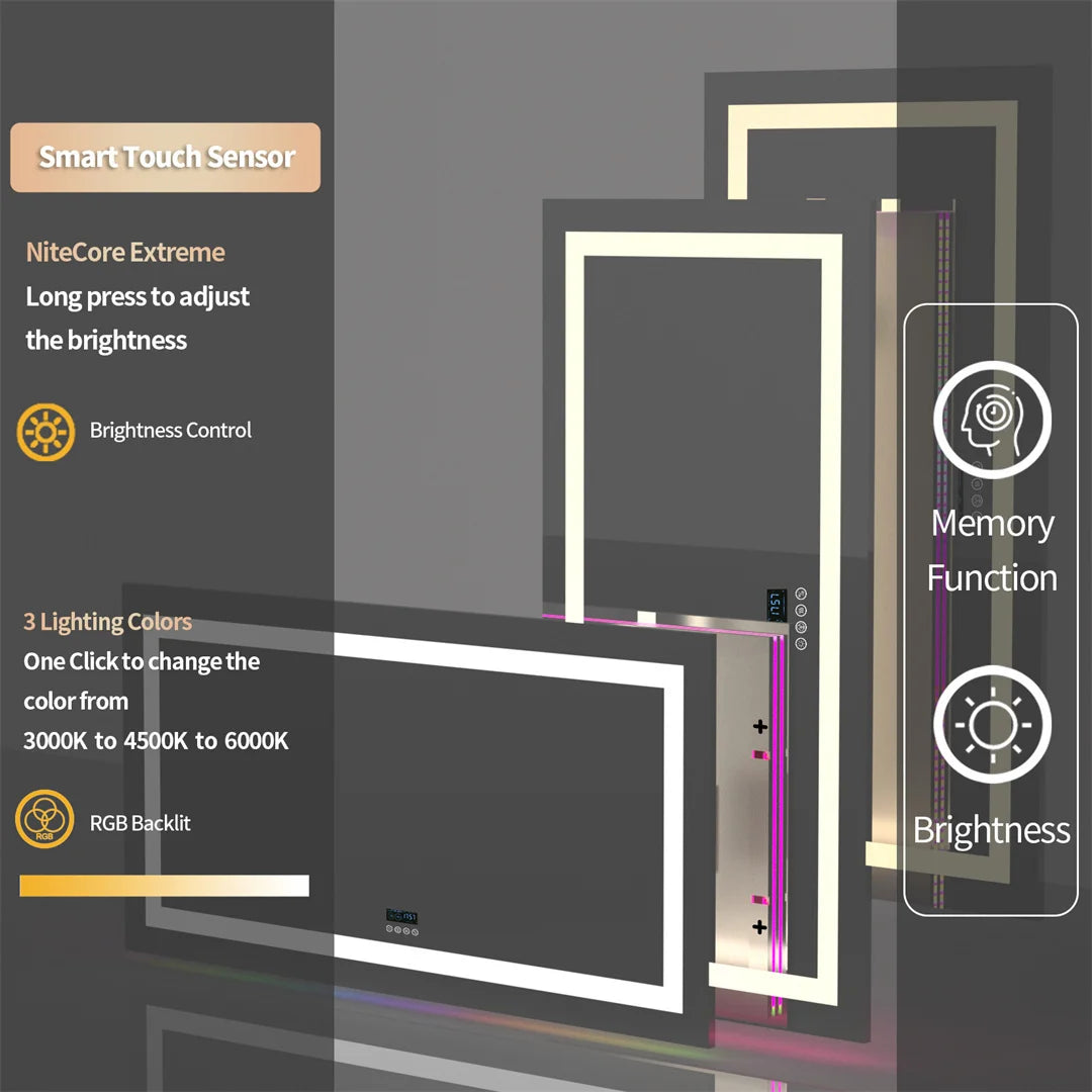 LUVODI Smart Bluetooth Bathroom Mirror LED Lighted Touch Screen