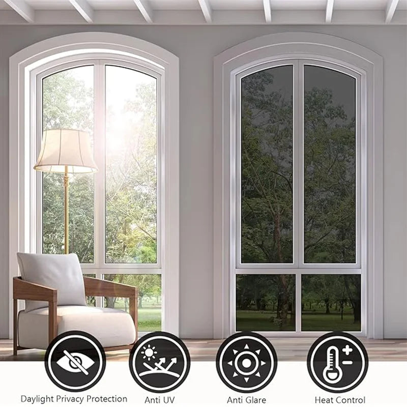 Window Privacy Film One Way, Daytime Privacy Self-adhesive Vinyl