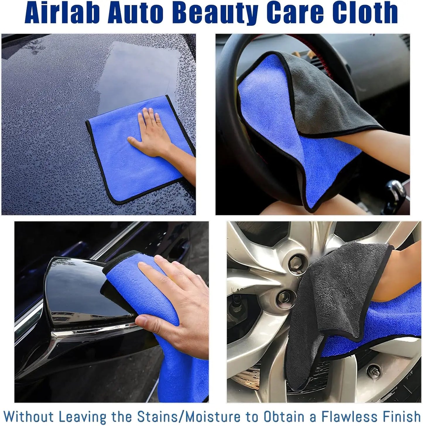 4pcs Microfiber Car Washing Towel Soft Quick Drying