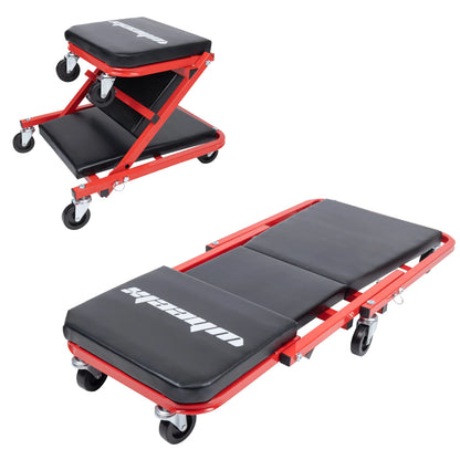 Rolling Mechanic Creeper Z Seat, Foldable Garage Chair
