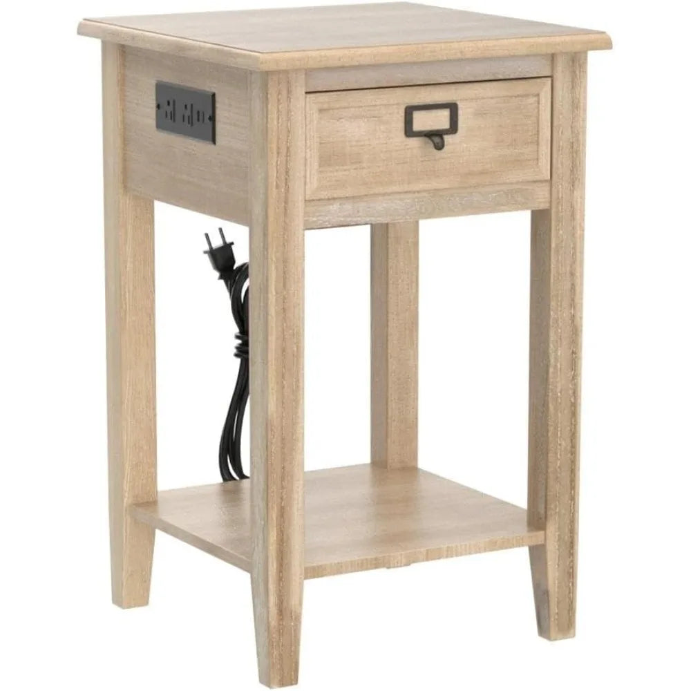 Rustic Farmhouse Accent End Table with Drawers