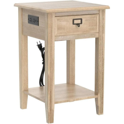Rustic Farmhouse Accent End Table with Drawers