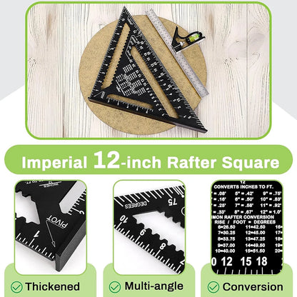 Premium Rafter Square and Combination Triangle Square Set