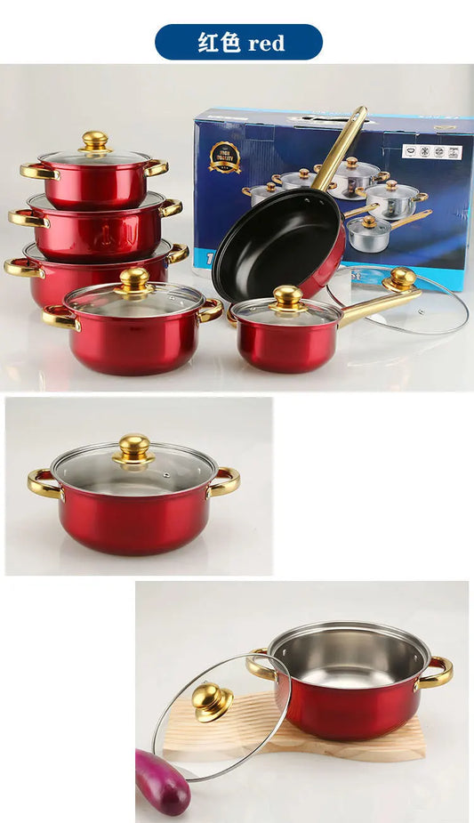 12PCS Stainless Steel Colored Cookware Set Non-stick