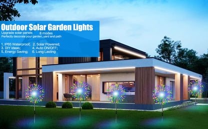 4 Pack Solar Firework string Lights -  Waterproof, 8 Modes w/Remote