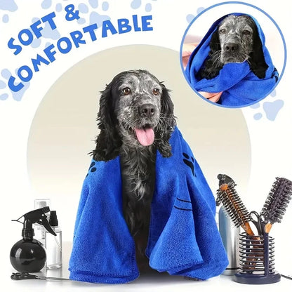 2pcs Soft Microfiber Dog Towels - Quick Dry, Absorbent Pet Bath & Grooming Towels
