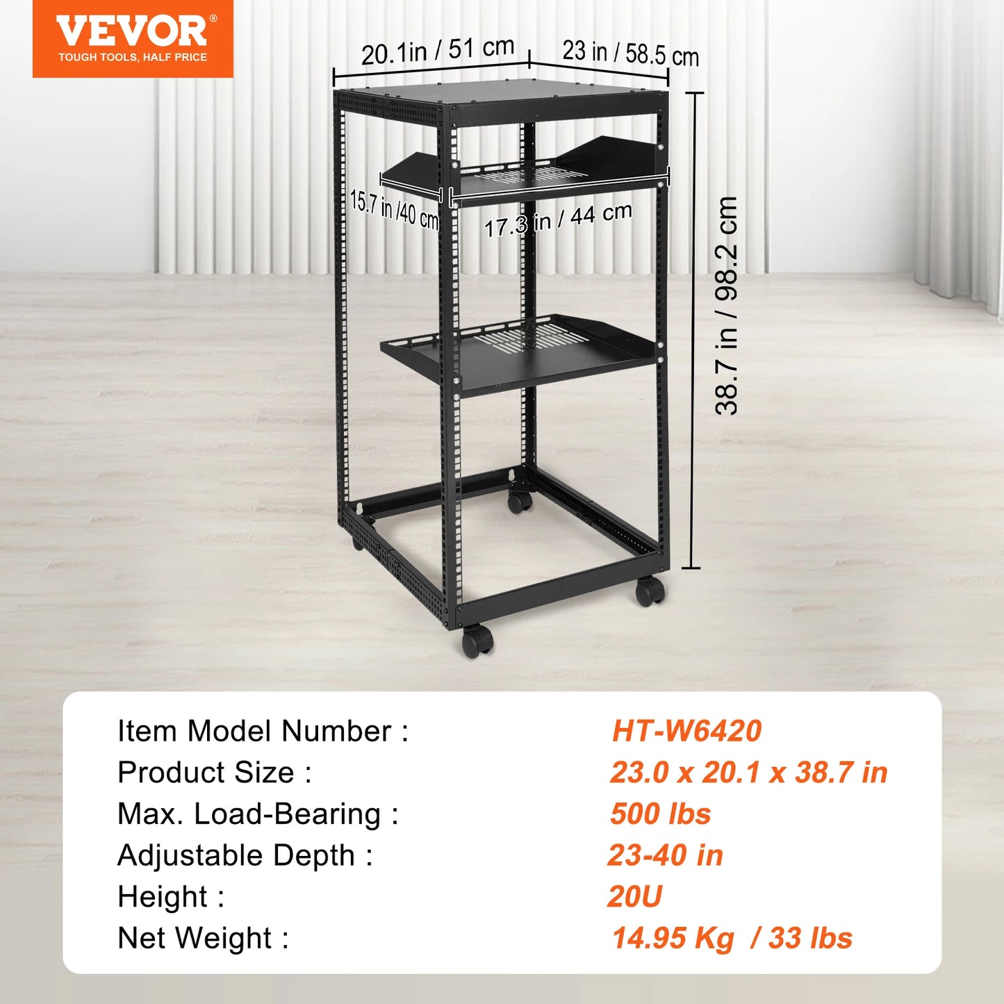 SucceBuy Open Frame Server Rack Floor Standing or Wall Mounted