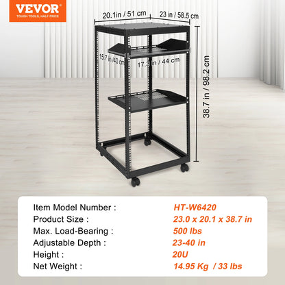 SucceBuy Open Frame Server Rack Floor Standing or Wall Mounted