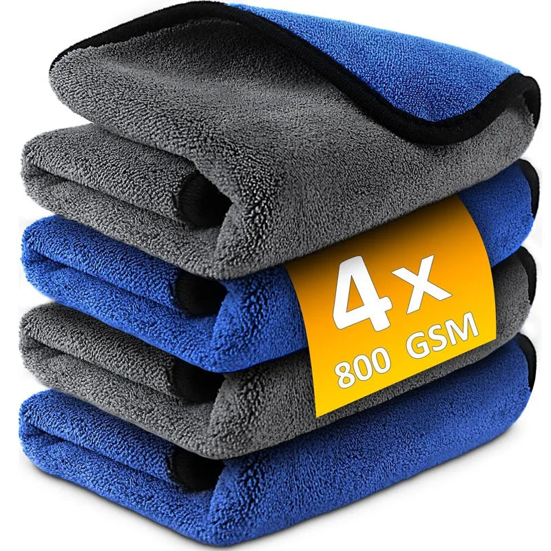 4pcs Microfiber Car Washing Towel Soft Quick Drying