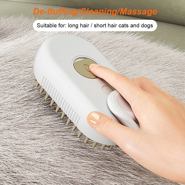 Cat Steam Brush Dog Brush 3 in 1 Electric - Steamy Pet Grooming