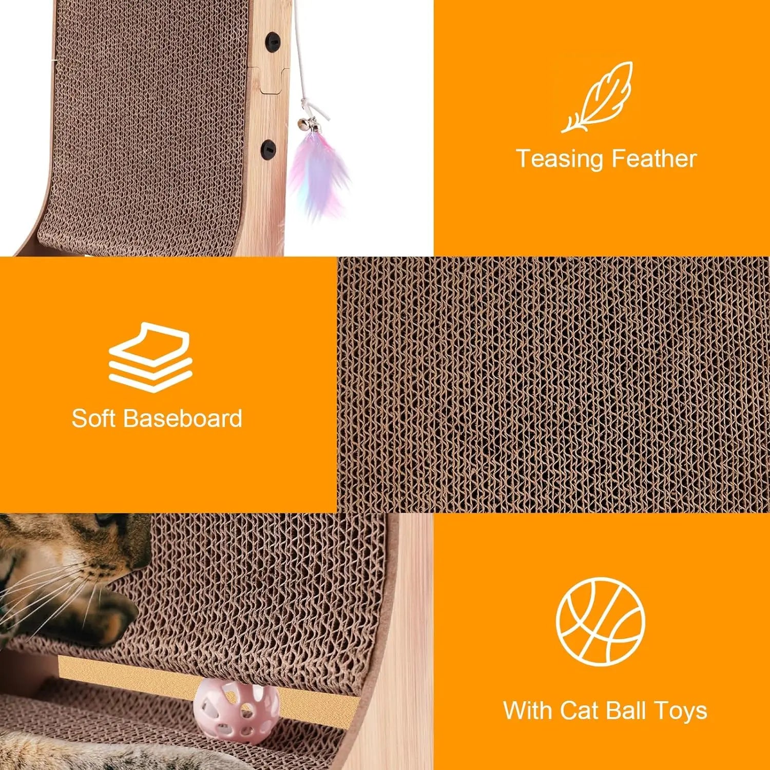 L Shape Cat Scratcher Indoor Cats - 23.6 Inch Wood Scratching Post