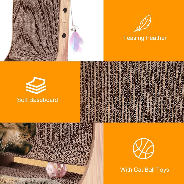 L Shape Cat Scratcher Indoor Cats - 23.6 Inch Wood Scratching Post