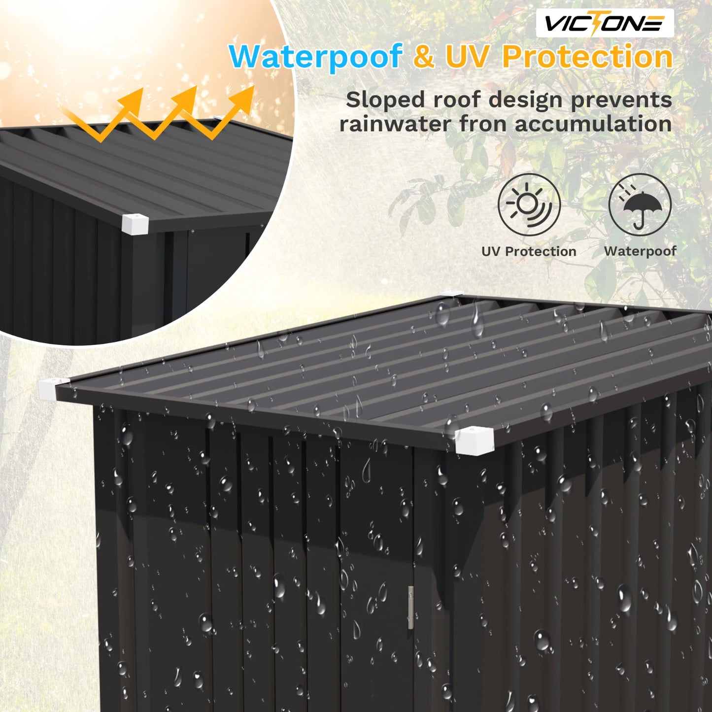 Victone 3' x 3' Compact Outdoor Storage Shed, Durable Small Garden Tool Storage
