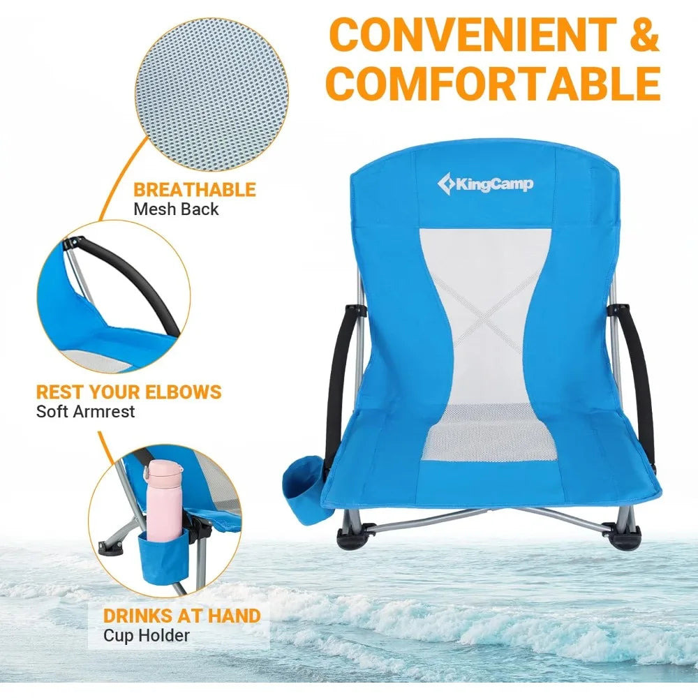 Low Beach Chairs, Portable Folding Chair for Adults, Extra Wide