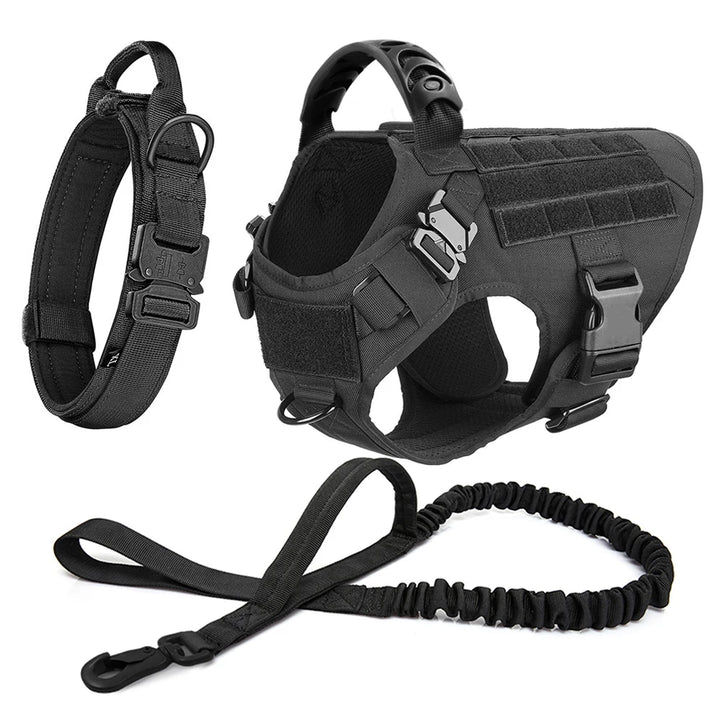 Large Dog Harness And Leash Set - Heavy Duty Tactical Vest