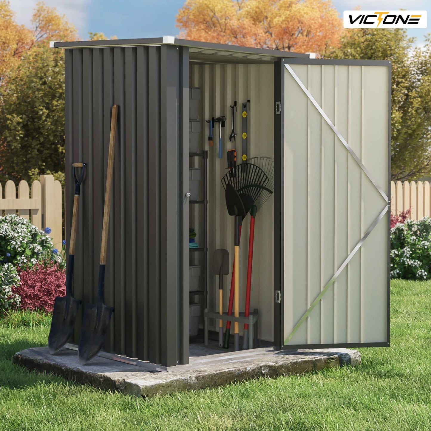 Victone 3' x 3' Compact Outdoor Storage Shed, Durable Small Garden Tool Storage