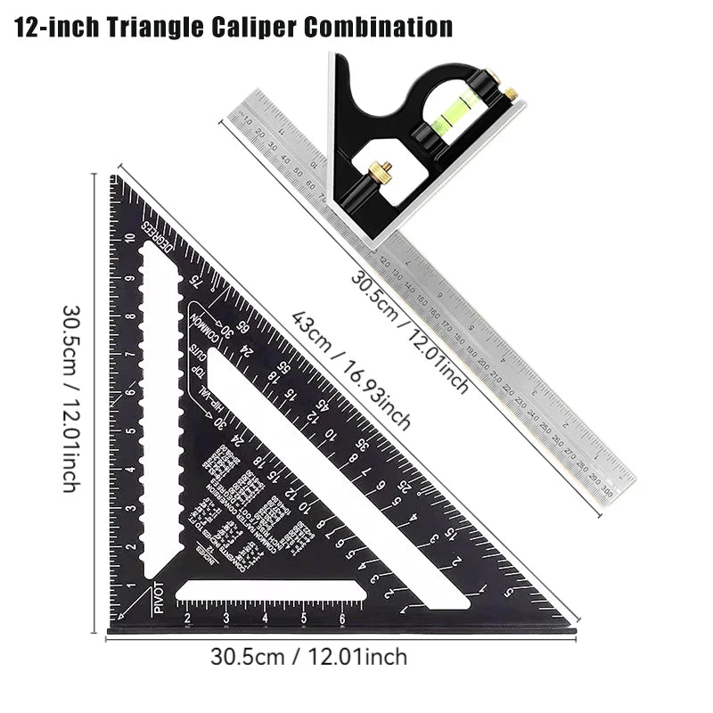 Premium Rafter Square and Combination Triangle Square Set
