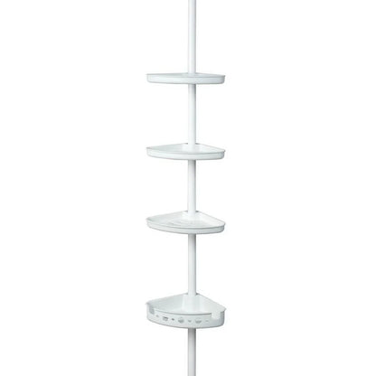 Adjustable Tension Shower Pole Caddy, 3 Shelves Deep Basket, fits 5 to 8 Feet