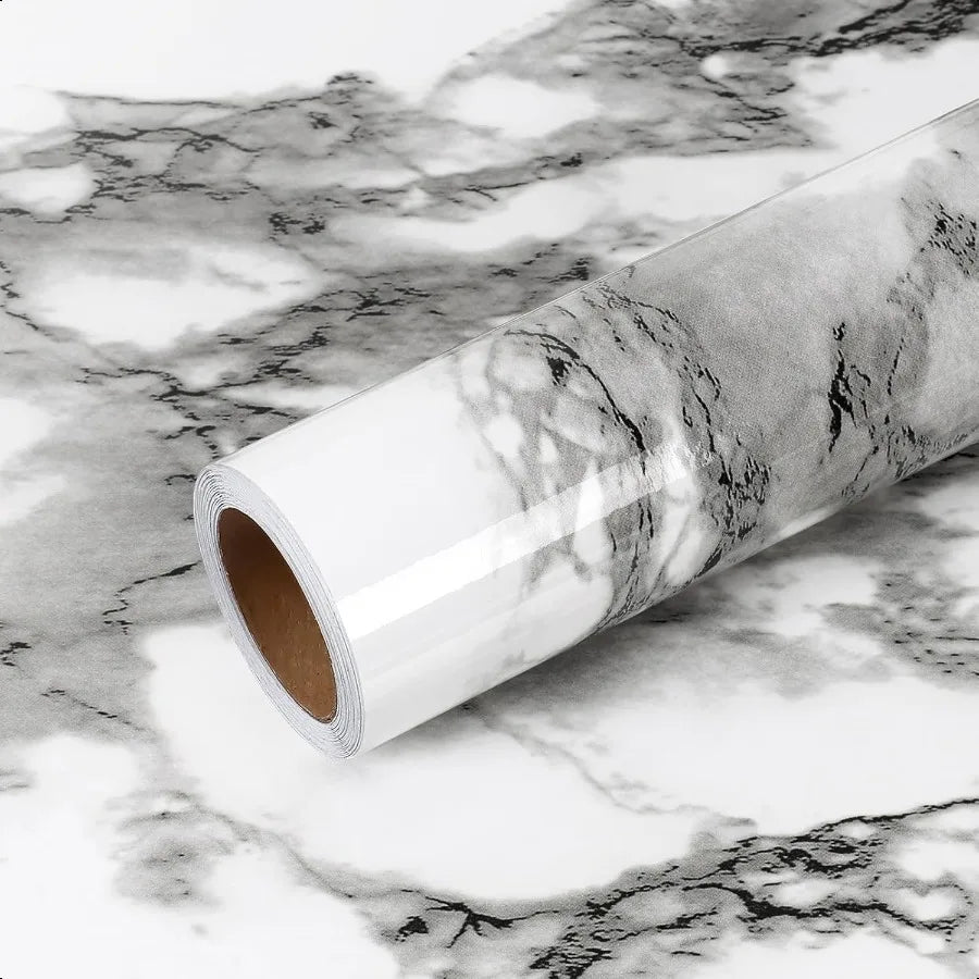 Modern Black and White Marble Contact Paper