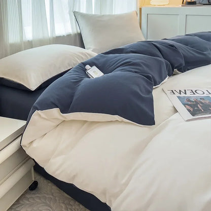 2-side Solid Color Brush Fabric Bed Set