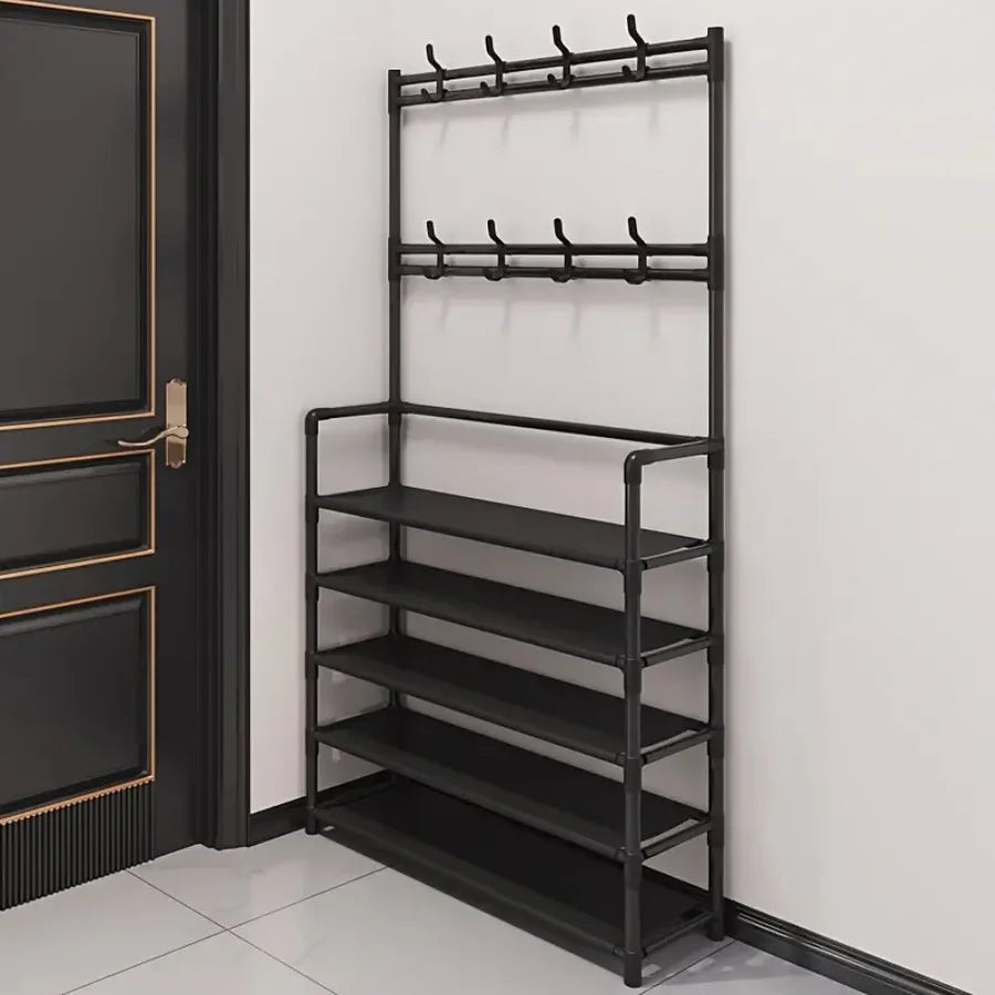 A clothes hanger and shoe rack