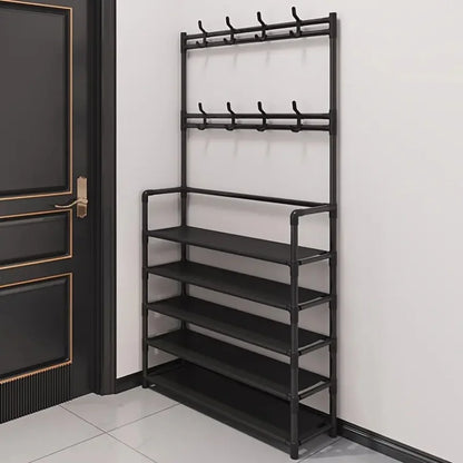 A clothes hanger and shoe rack