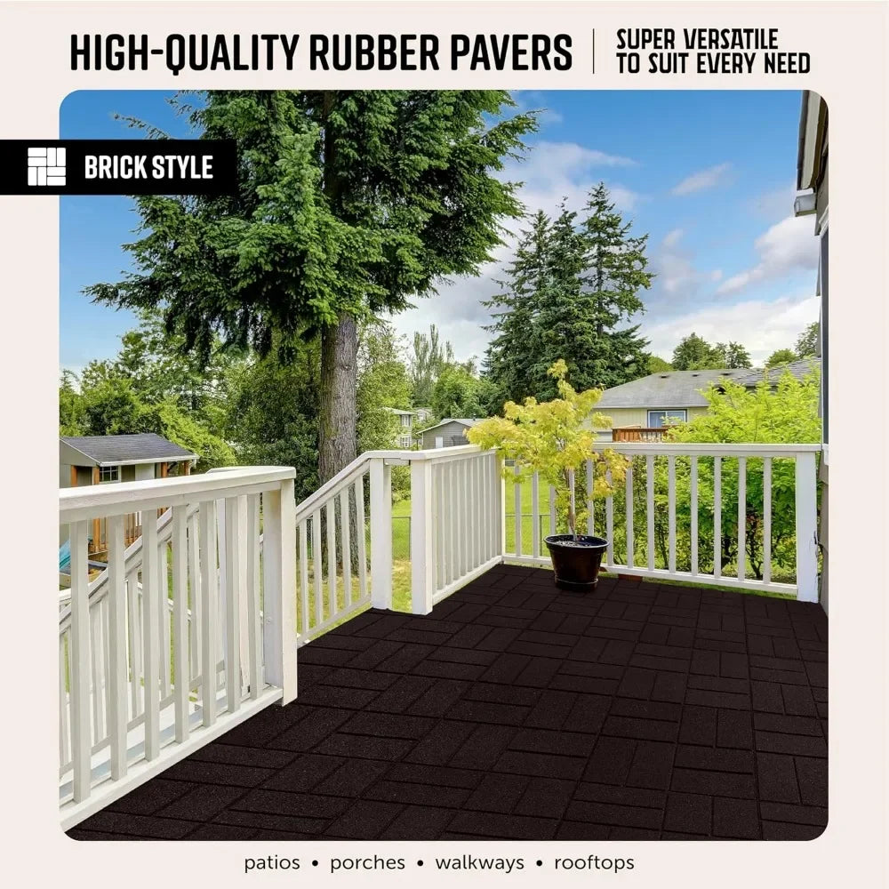 Brick Rubber Interlocking Tiles,16 X 16, Easy Install for Indoor and Outdoor