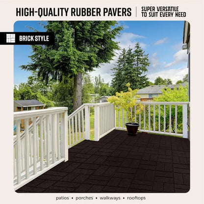 Brick Rubber Interlocking Tiles,16 X 16, Easy Install for Indoor and Outdoor