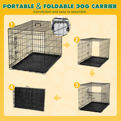 Double Door Folding Metal Wire Dog Cage