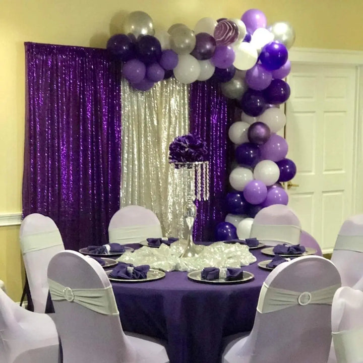 Purple Sequin Backdrop Curtains - 6 Pcs Glitter Party Drapes