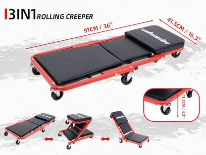 Rolling Mechanic Creeper Z Seat, Foldable Garage Chair