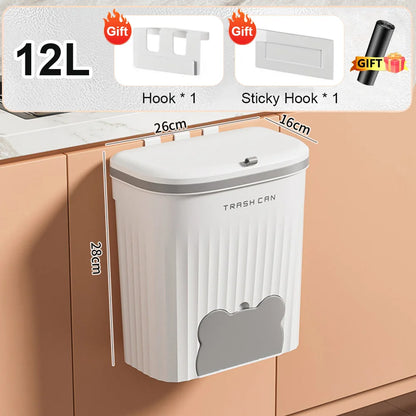 Kitchen Wastebasket Wall Mounted Trash Can With Lid