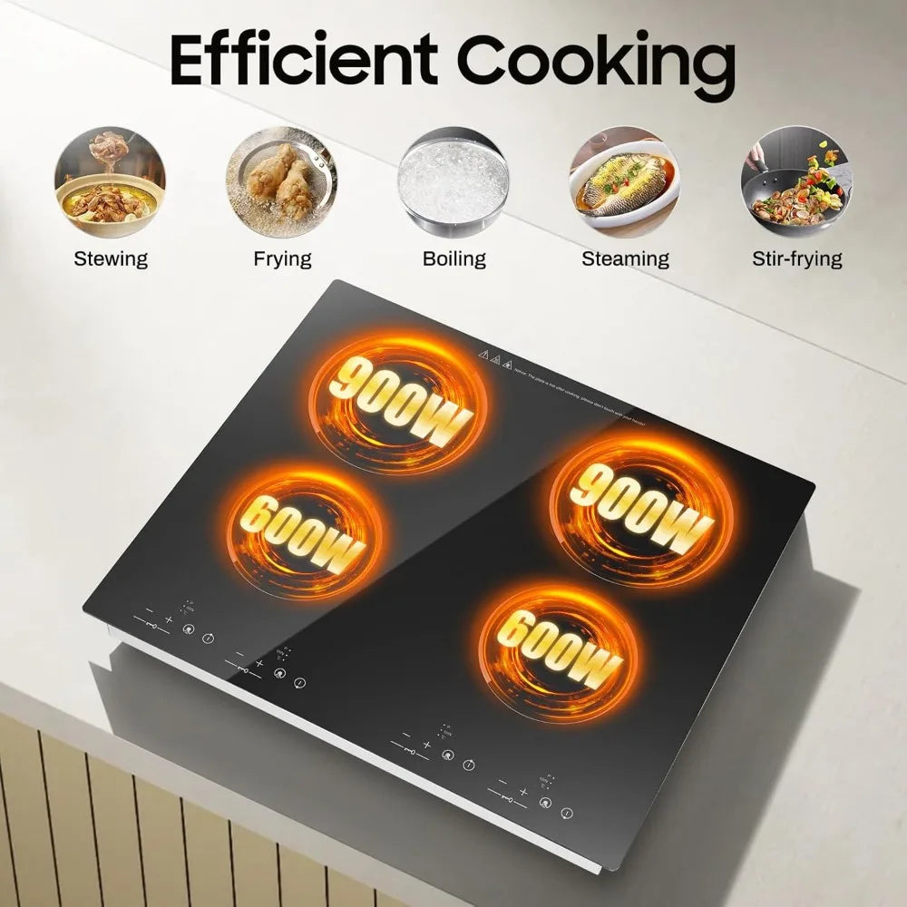 4 Burner Portable Cooktop with LED Display 3000W