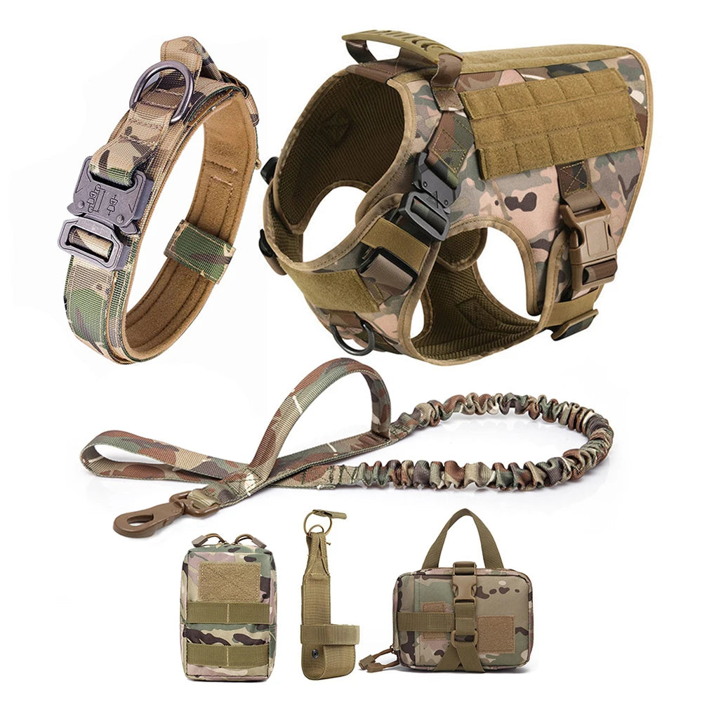 Large Dog Harness And Leash Set - Heavy Duty Tactical Vest