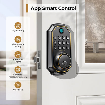 Arpha D280 Keyless Entry Door Lock 5-in-1 Smart Fingerprint Deadbolt w/Keypad